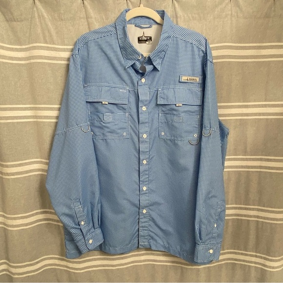 HABIT / 40+ Solar Factor Gingham Long Sleeve Button Down Size XL - Picture 1 of 11